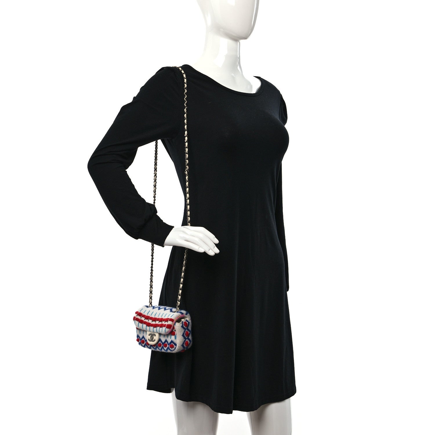 Chanel Cashmere Knit Extra Mini Single Flap White Multicolor 2 of 10