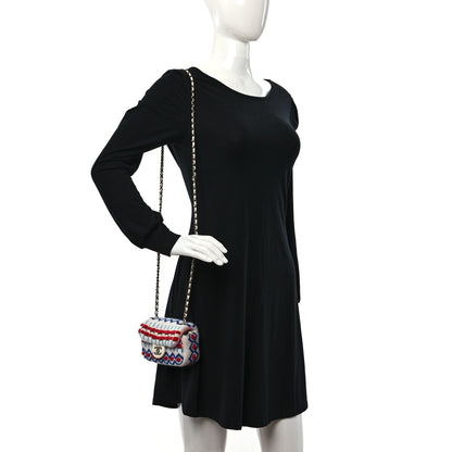 Chanel Cashmere Knit Extra Mini Single Flap White Multicolor 2 of 10