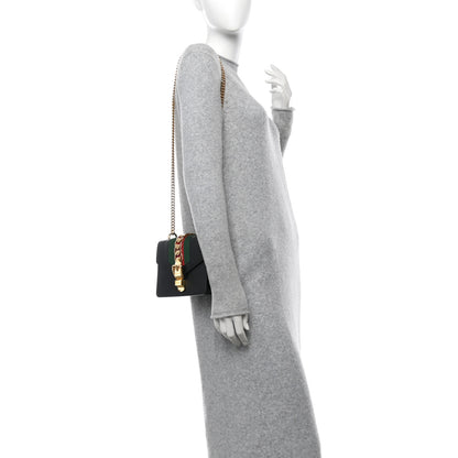 Gucci Calfskin Mini Sylvie Chain Shoulder Bag Black 2 of 15