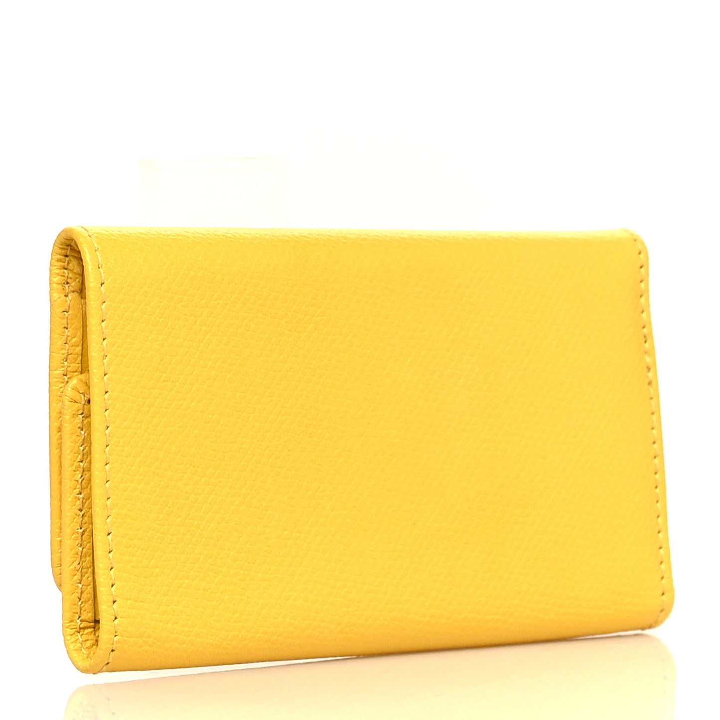 Grained Calfskin CC Button 6 Key Holder Yellow
