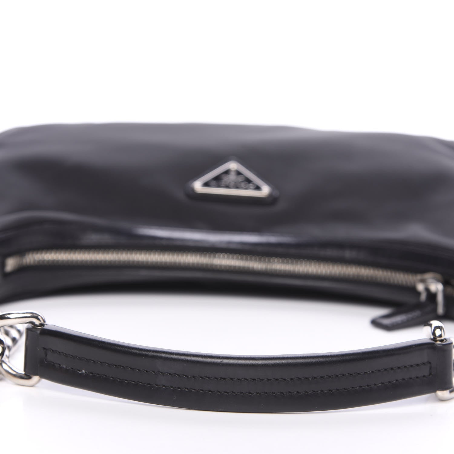 Prada Tessuto Nylon Calfskin Chain Shoulder Bag Black 10 of 11
