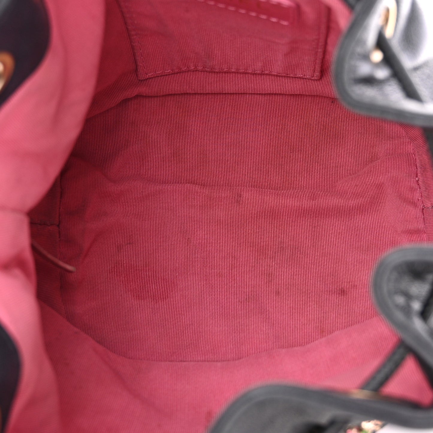 Lambskin Calfskin Quilted Mini Strass Mania Drawstring Bucket Bag Black