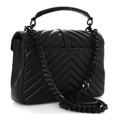 Saint Laurent Sheepskin Matelasse Chevron Monogram Monochrome Medium College Bag Black 3 of 11