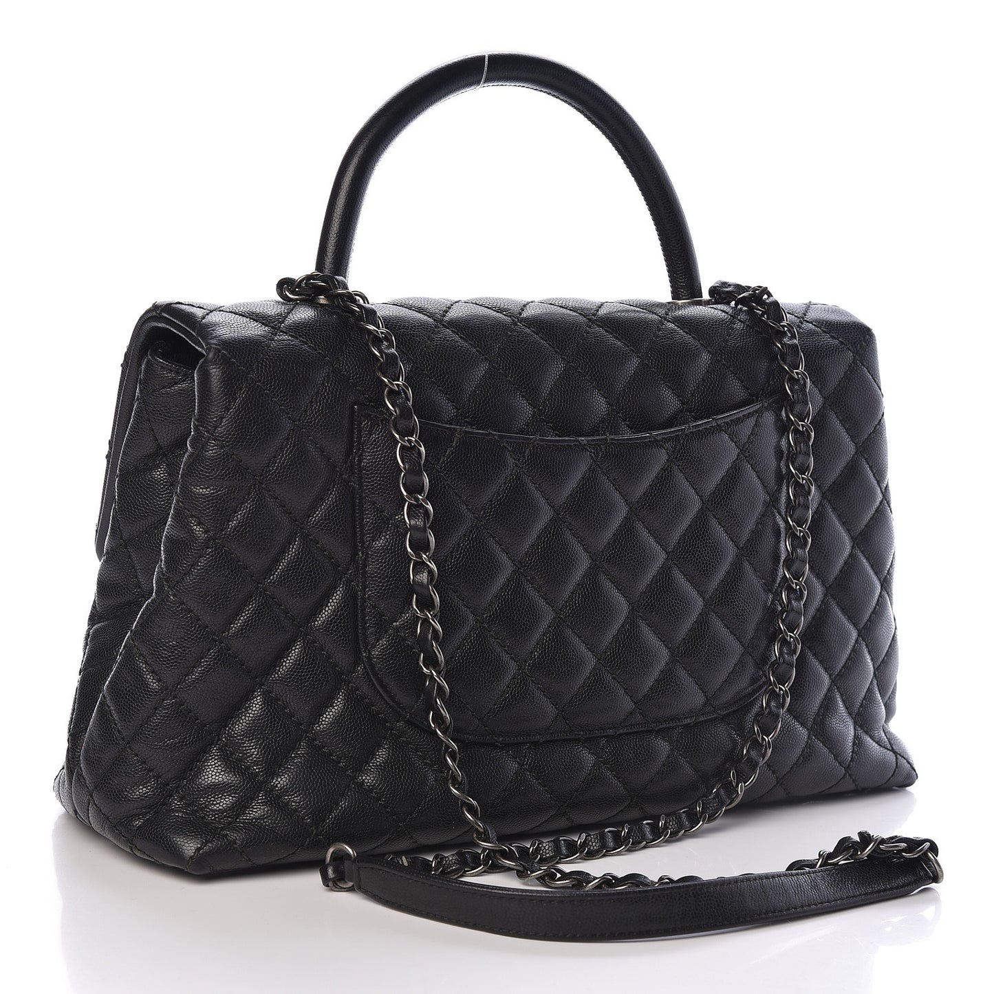 Caviar Quilted Medium Coco Handle Flap Black