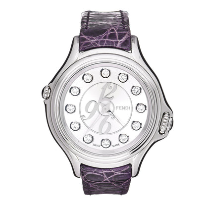 Fendi Stainless Steel Alligator Diamond Topaz 33mm Crazy Carats Rotating Gem Quartz Watch 1 of 10