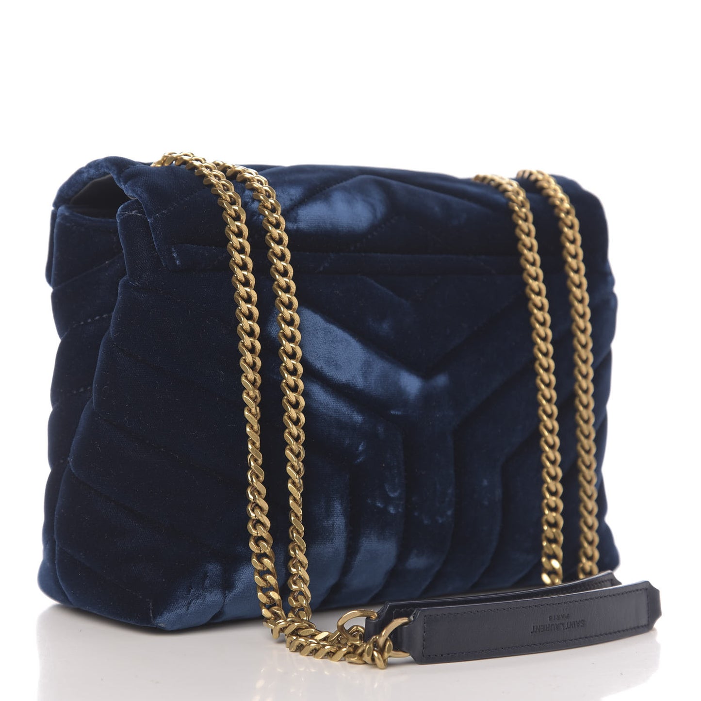 Velvet Y Quilted Monogram Small Loulou Chain Satchel Medium Blue