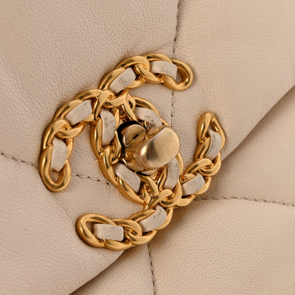 Chanel Goatskin Quilted Medium Chanel 19 Flap Light Beige 10 of 11
