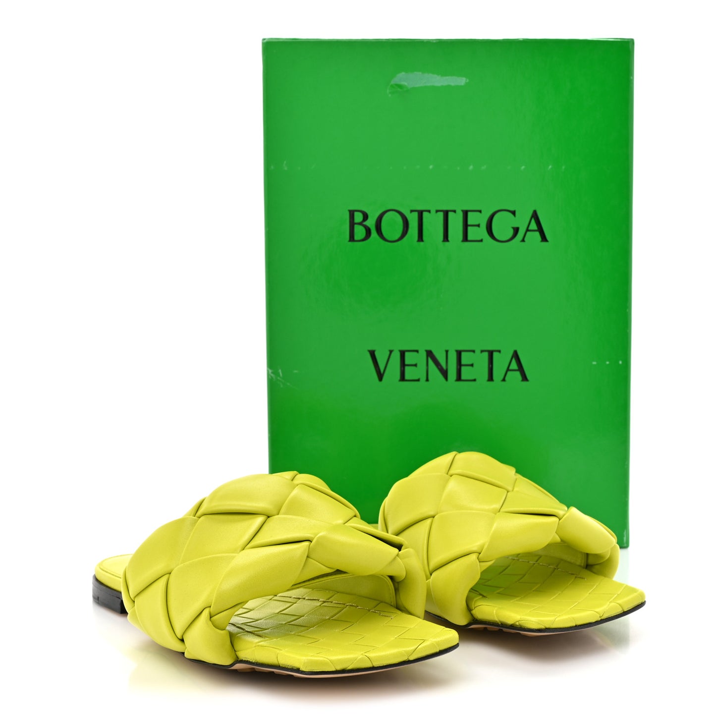 Nappa Maxi Intrecciato Lido Flat Sandals 36 Kiwi
