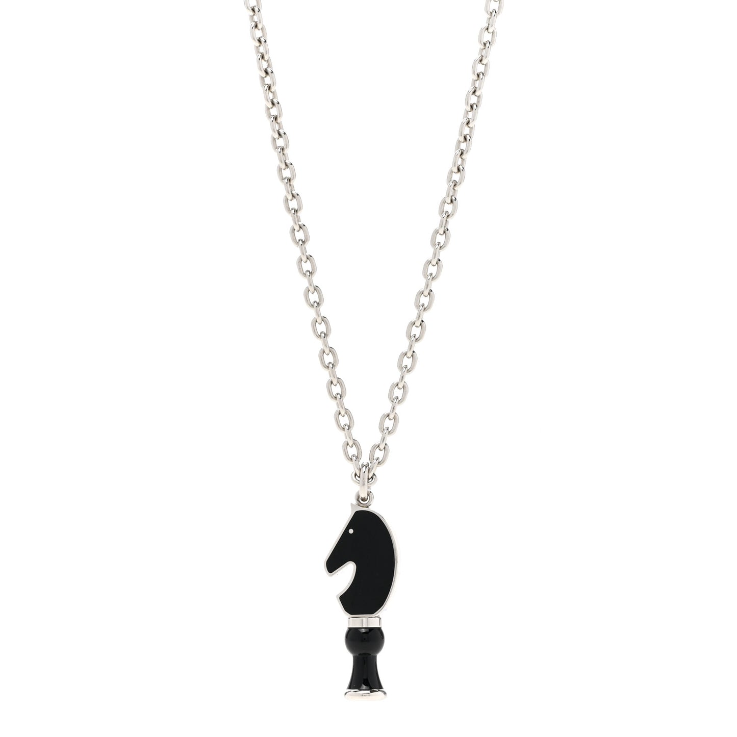 Lacquered Palladium Cavalier Necklace Black