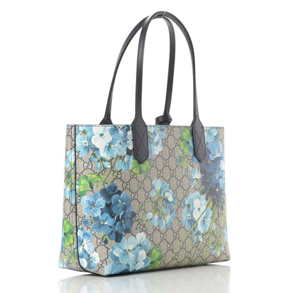 Gucci GG Supreme Monogram Blooms Small Reversible Tote Beige Blue Navy 4 of 14