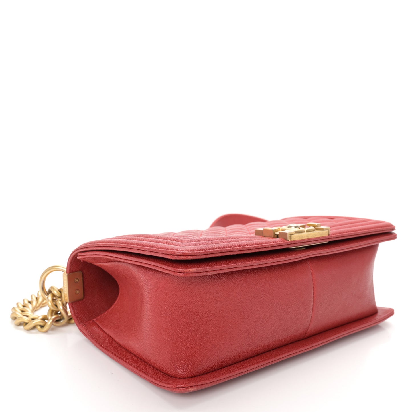 Caviar Quilted Medium Boy Flap Red