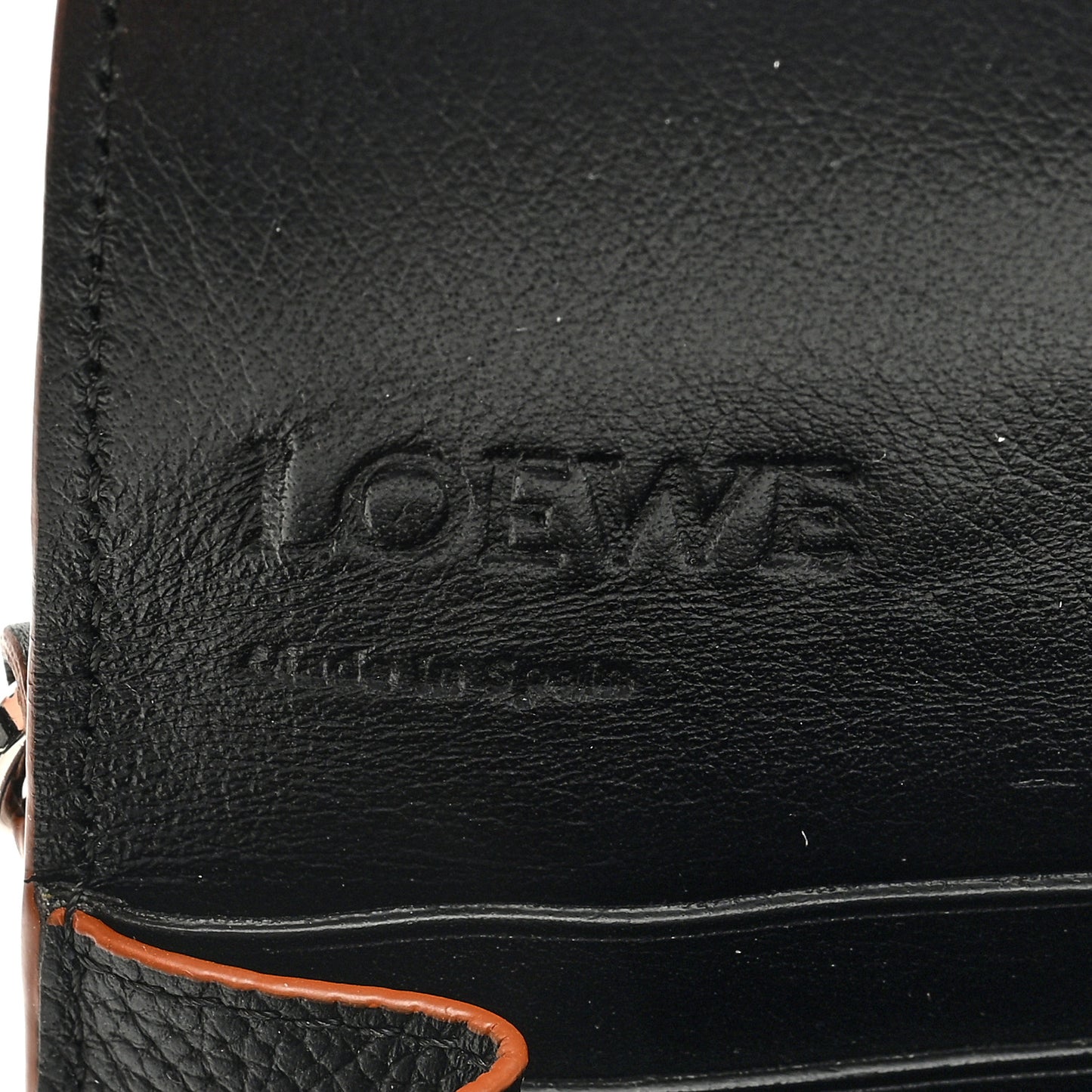 Grained Calfskin Anagram Small Wallet on Chain Black