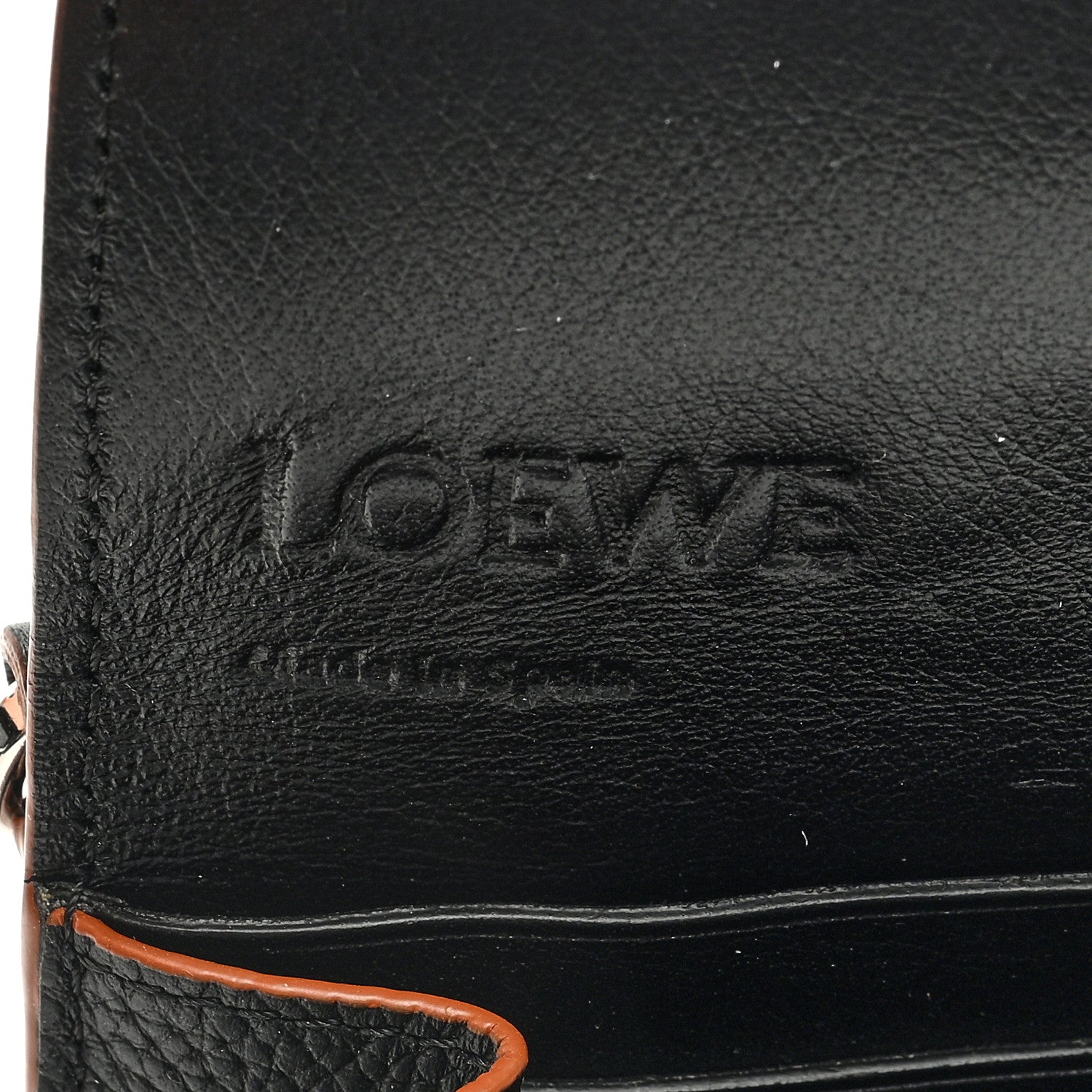 Loewe Grained Calfskin Anagram Small Wallet on Chain Black 6 of 8
