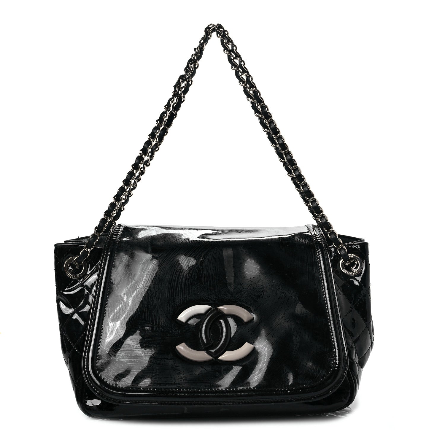 Chanel Vinyl CC Lipstick Accordion Flap Black 1 of 10