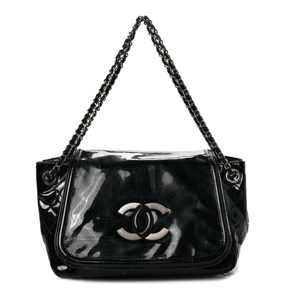 Chanel Vinyl CC Lipstick Accordion Flap Black 1 of 10