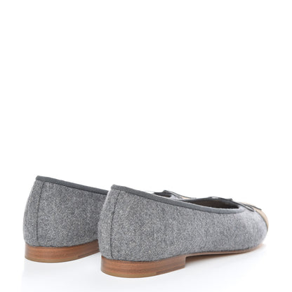 Chanel Felt Suede Cap Toe CC Ballerina Flats 41 Grey Beige 4 of 9