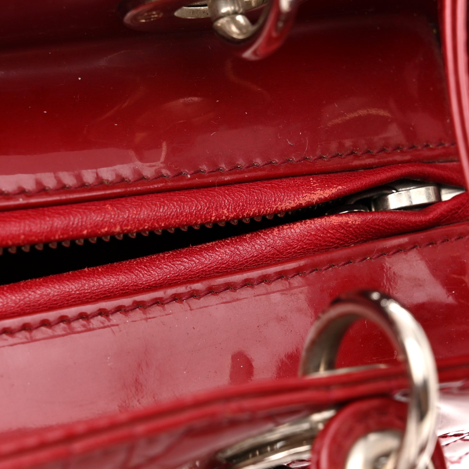 Christian Dior Patent Cannage Medium Lady Dior Red 12 of 16