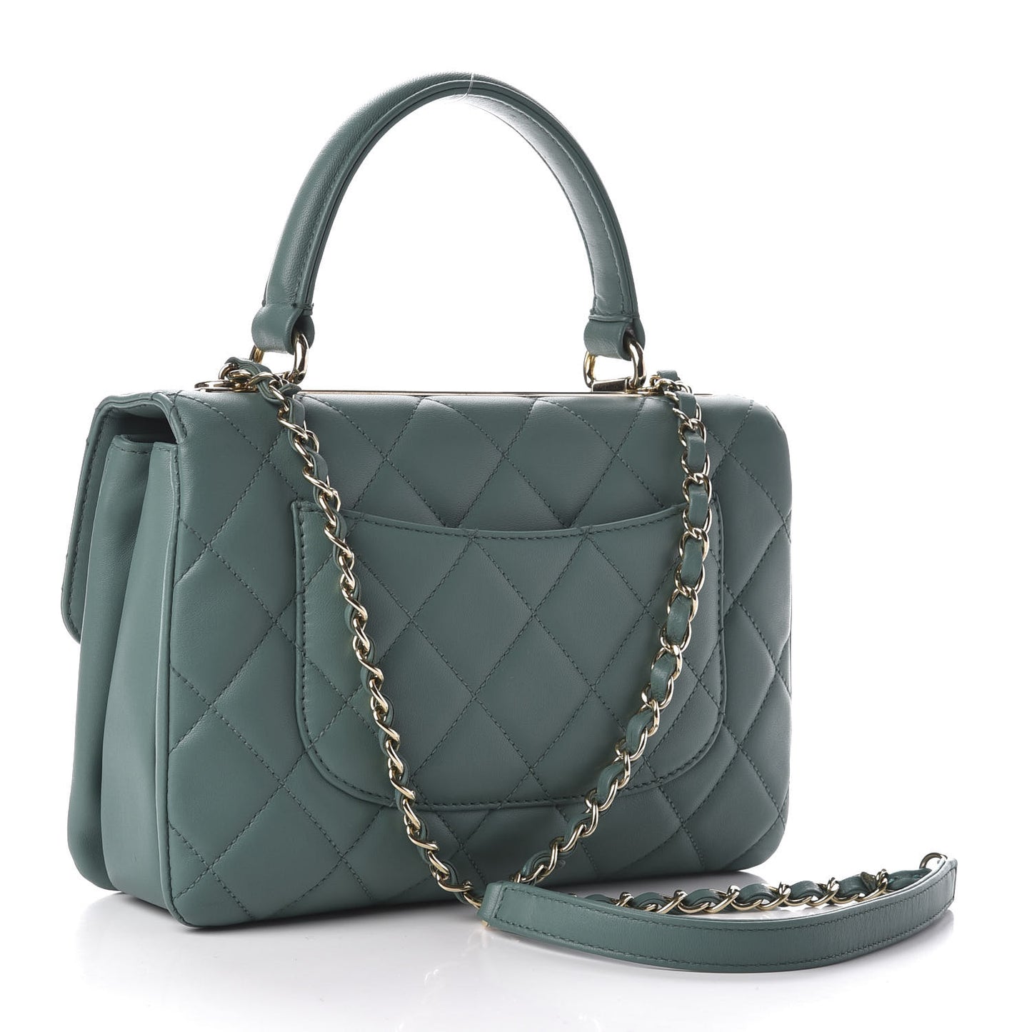 Lambskin Quilted Small Trendy CC Flap Dual Handle Bag Light Green