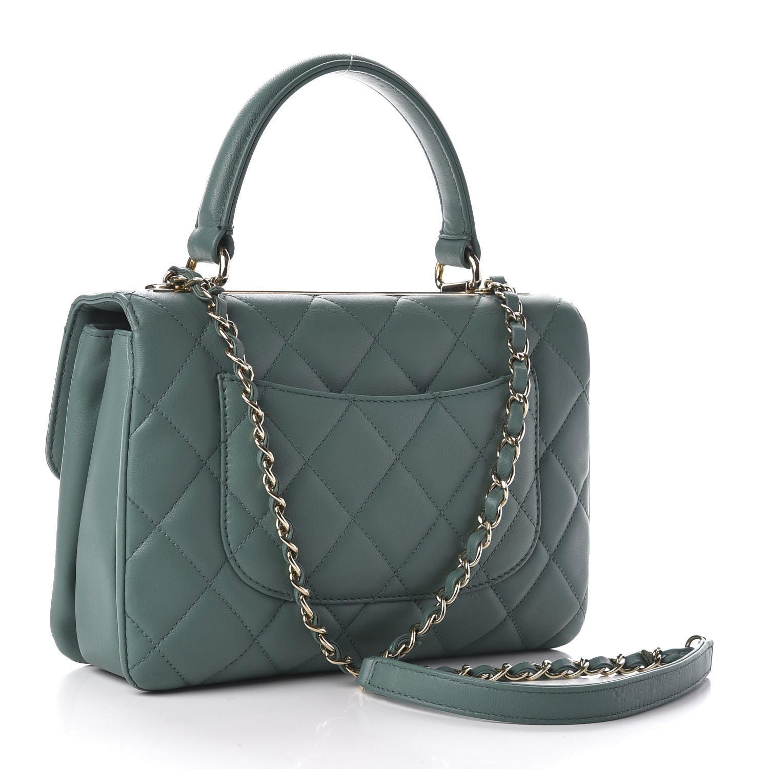 Chanel Lambskin Quilted Small Trendy CC Flap Dual Handle Bag Light Green 3 of 11