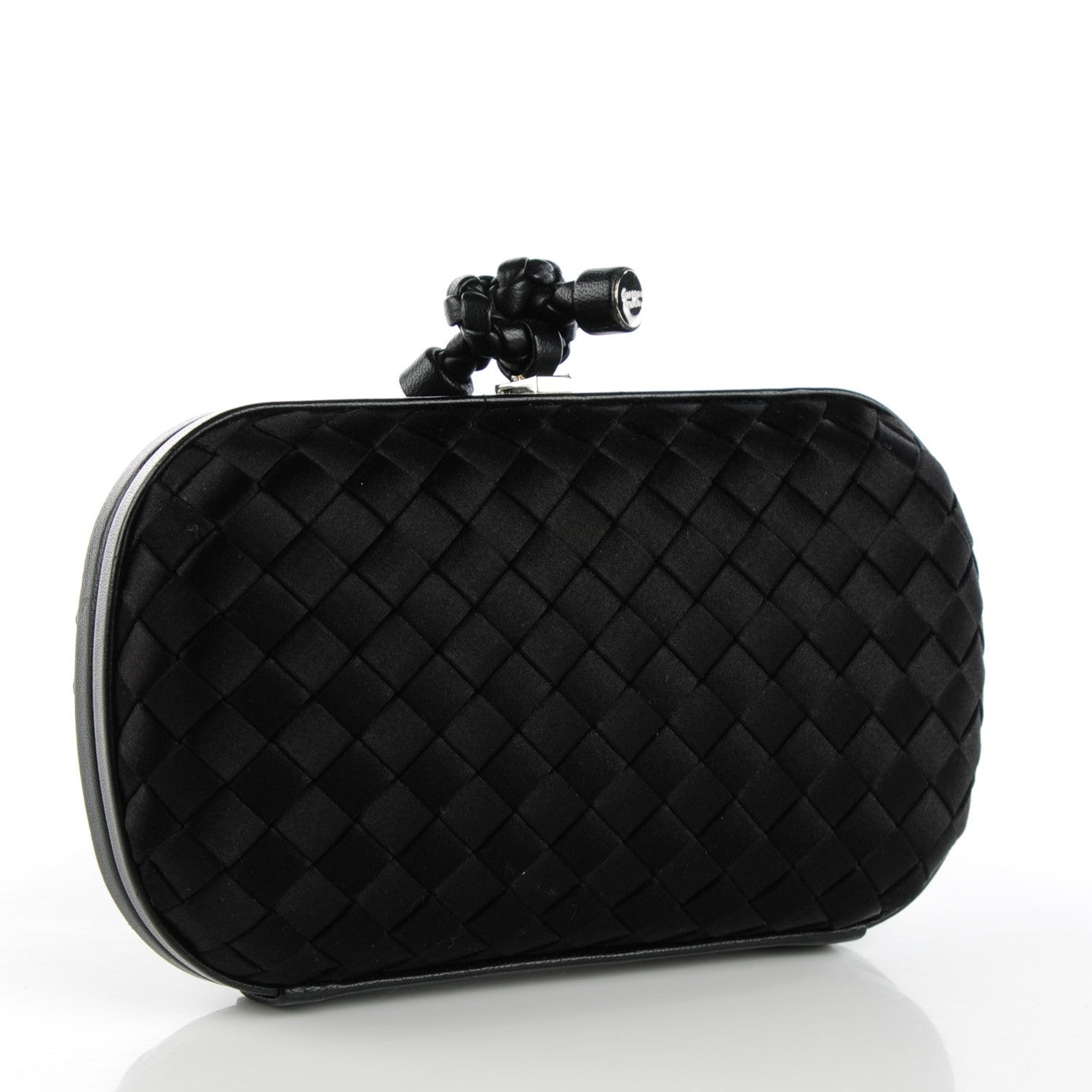 Bottega Veneta Satin Intreccio Impero Knot Clutch Black 3 of 6