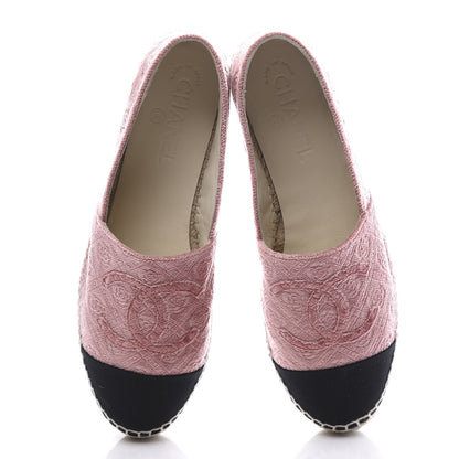Chanel Velvet Grosgrain Quilted Camellia CC Espadrilles 38 Pink Black 5 of 11