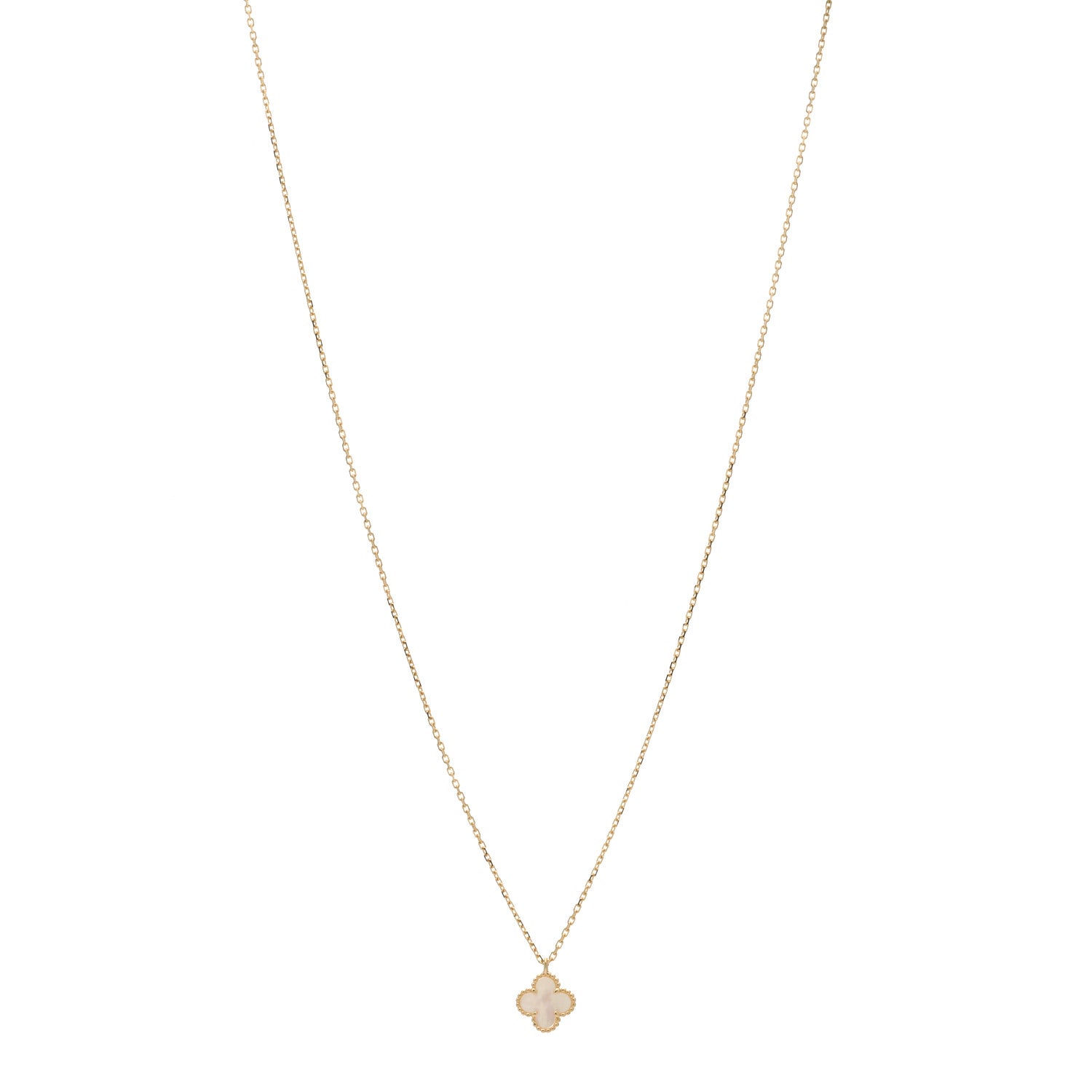 Van Cleef & Arpels 18K Yellow Gold Mother of Pearl Sweet Alhambra Pendant Necklace 1 of 4