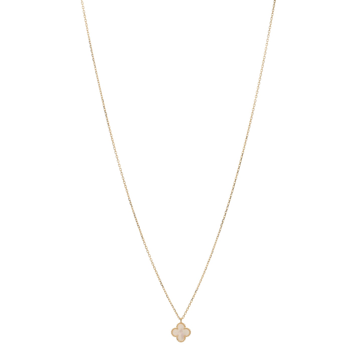 18K Yellow Gold Mother of Pearl Sweet Alhambra Pendant Necklace