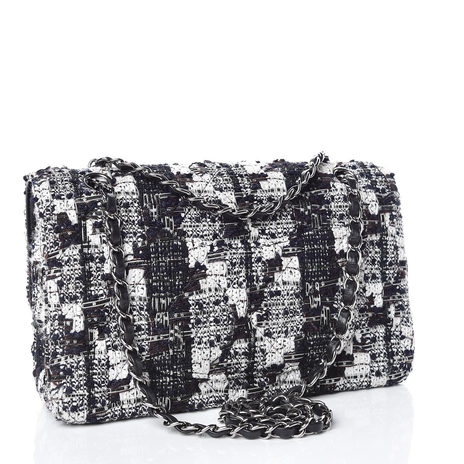 Chanel Tweed Medium Double Flap Blue White 3 of 10