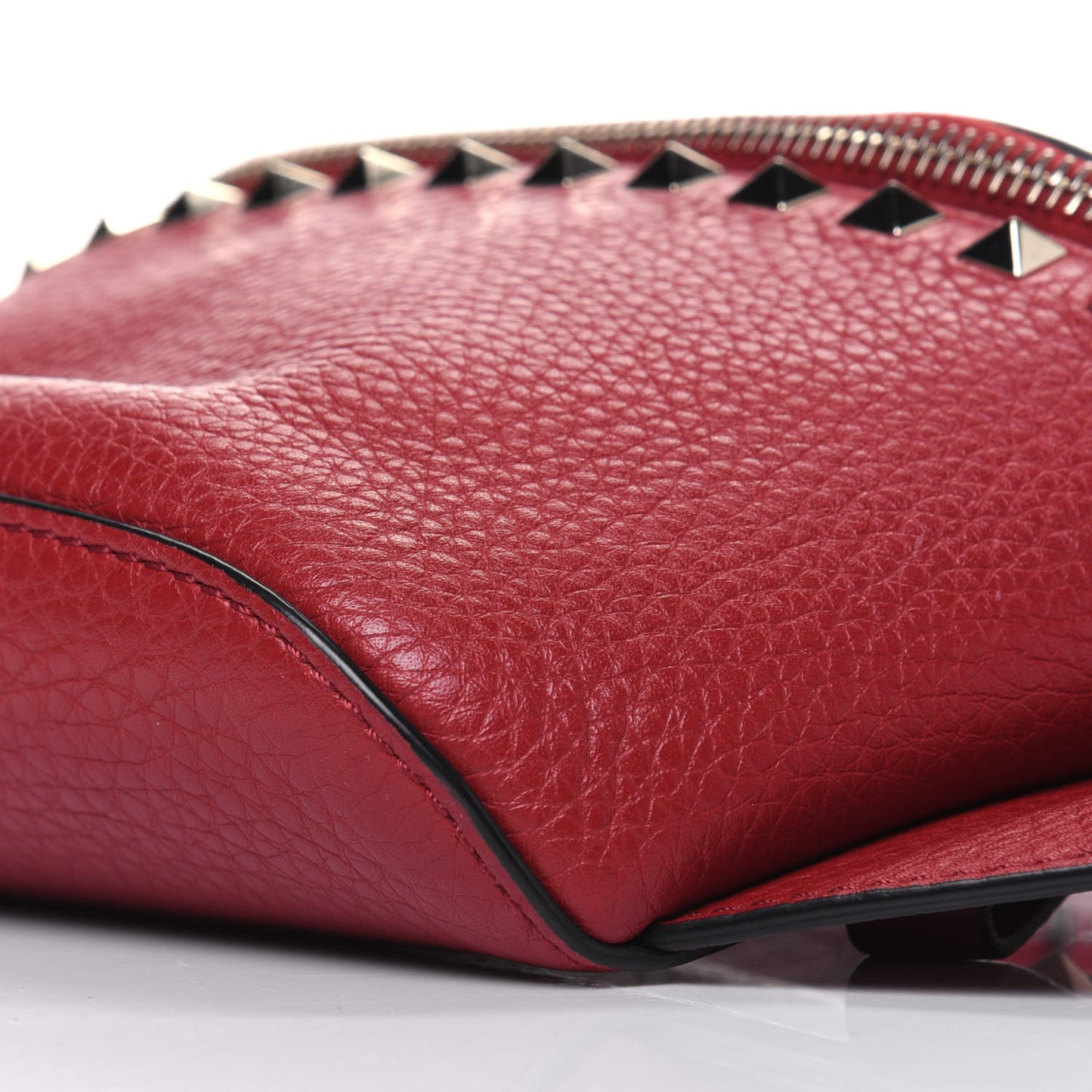 Grained Calfskin Rockstud Belt Bag 95 Red