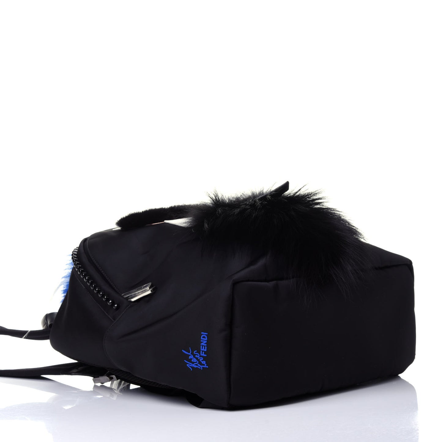 Nylon Vitello Century Mink Fox Goat Fur Studded Karlito Backpack Black Multicolor