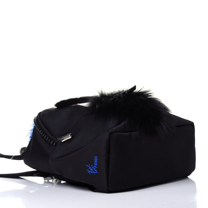 Fendi Nylon Vitello Century Mink Fox Goat Fur Studded Karlito Backpack Black Multicolor 4 of 10