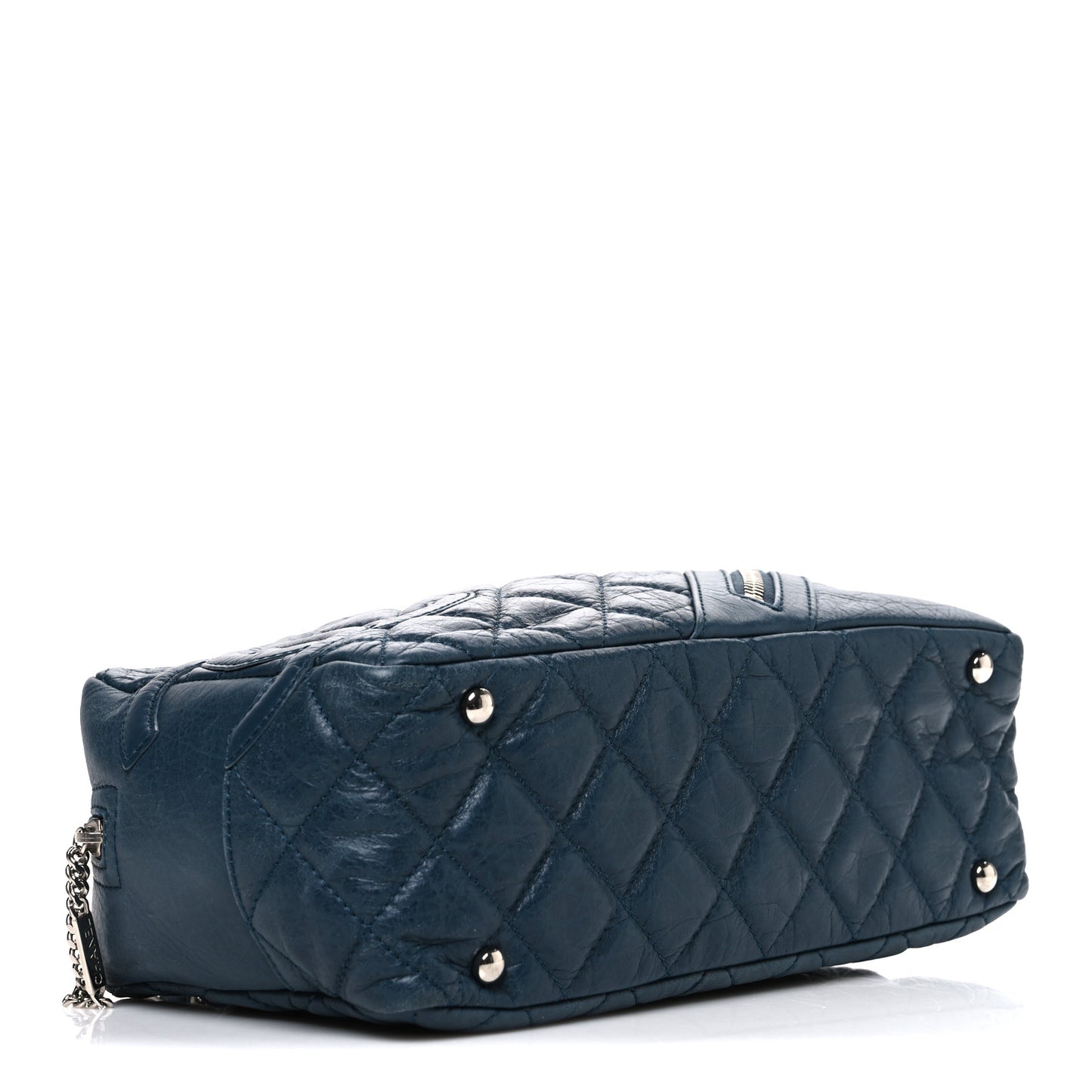 Aged Calfskin Quilted Cotton Club Bowler Blue
