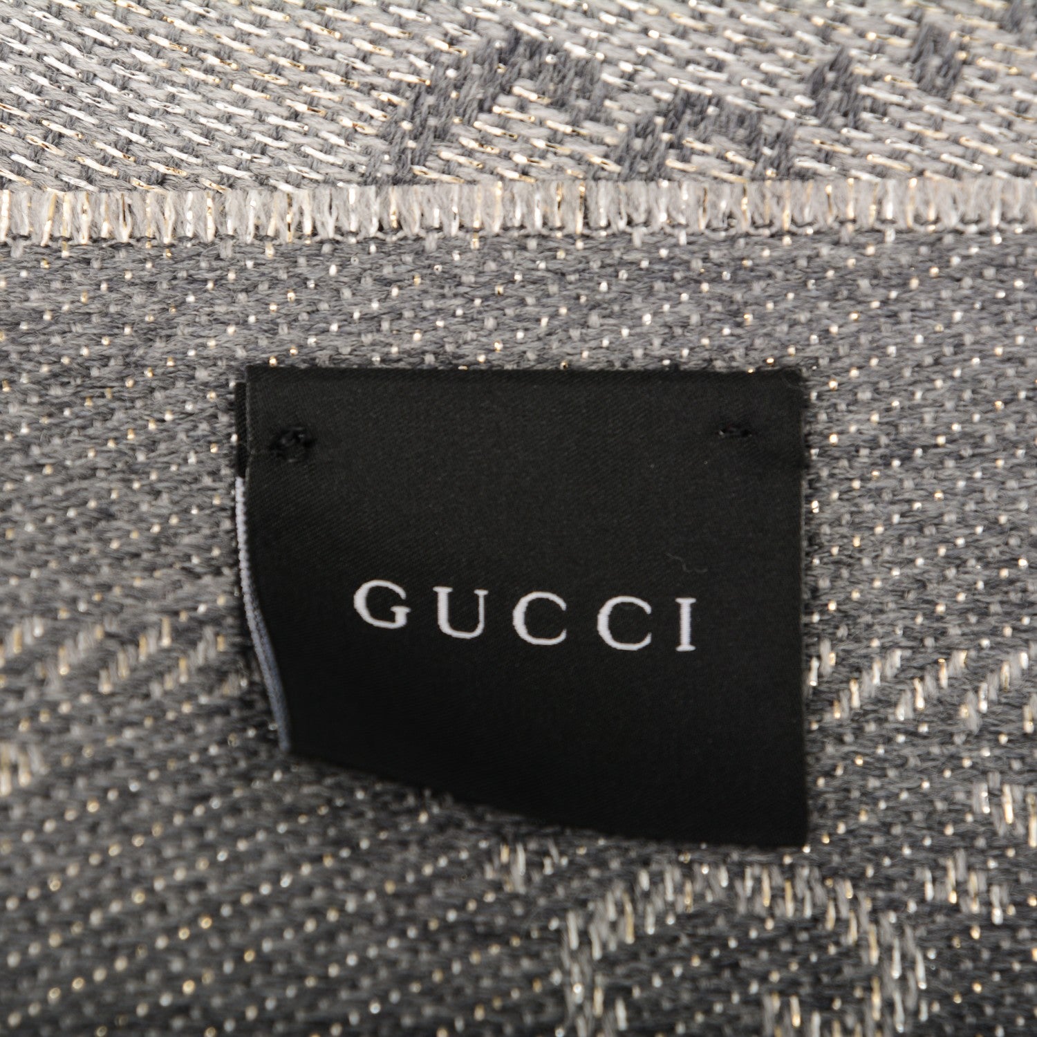 Gucci Wool Jacquard Monogram Fringe Scarf Grey 4 of 5