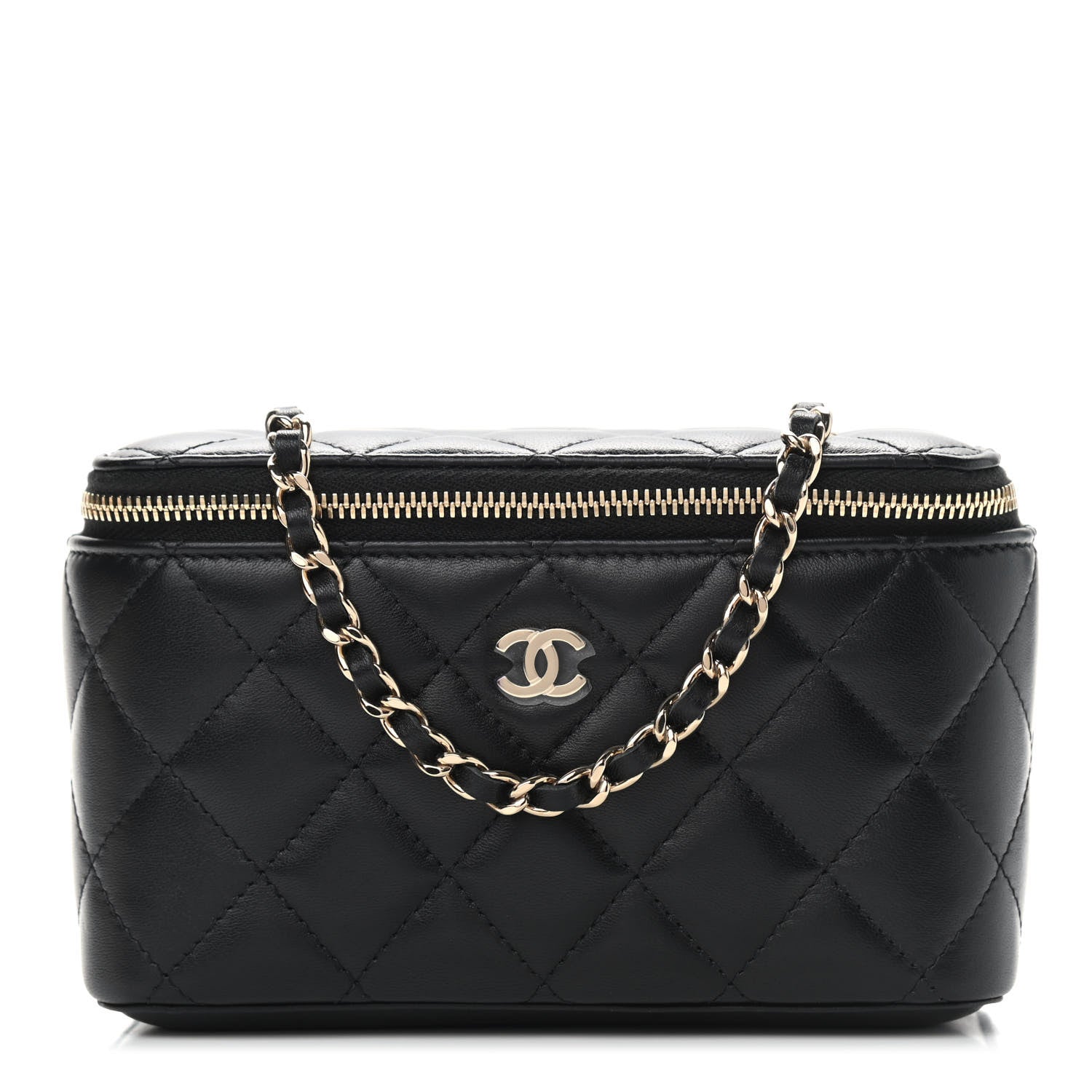 Chanel Lambskin Quilted Small Vanity Case With Chain Black 1 of 10