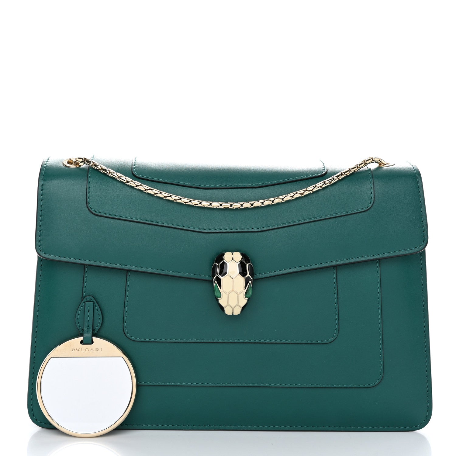 Bulgari Calfskin Serpenti Forever Shoulder Bag Emerald Green 3 of 15