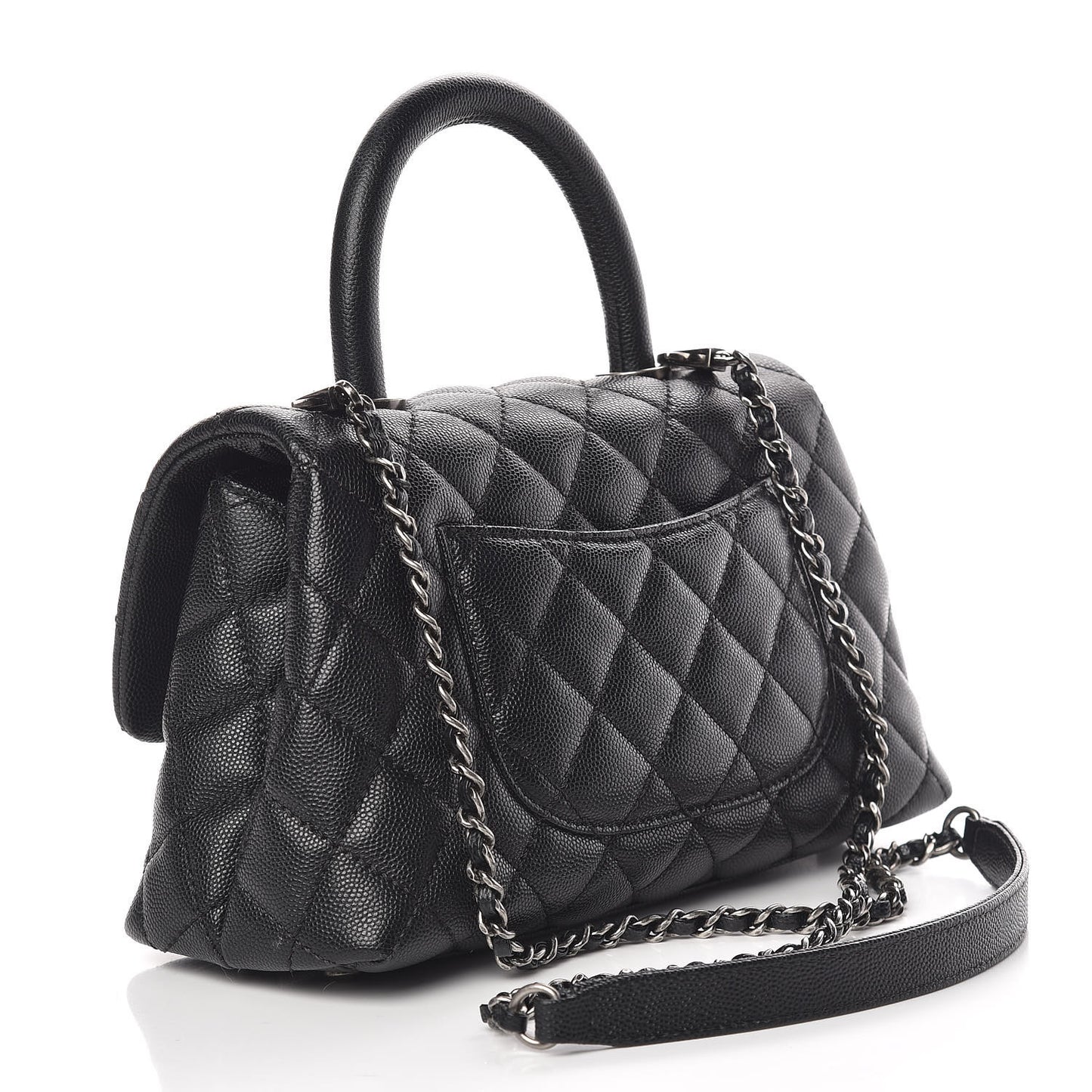 Caviar Quilted Mini Coco Handle Flap Black