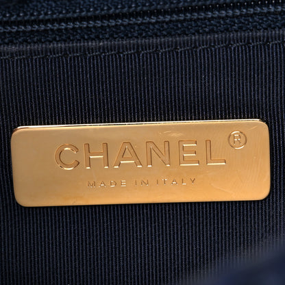 Chanel Tweed Quilted Large Chanel 19 Flap Navy Blue 6 of 9