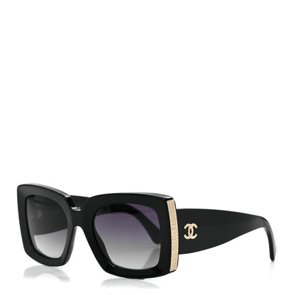 Chanel Acetate Rectangle Sunglasses 5435 Black 1 of 8