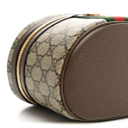 Gucci GG Supreme Monogram Textured Calfskin Web Ophidia Vanity Cosmetic Case Beige Ebony New Acero 9 of 11