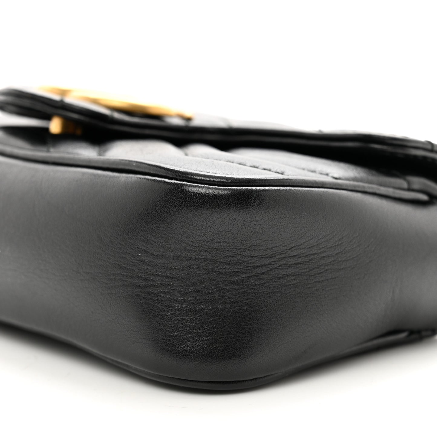 Calfskin Matelasse Super Mini GG Marmont Shoulder Bag Black