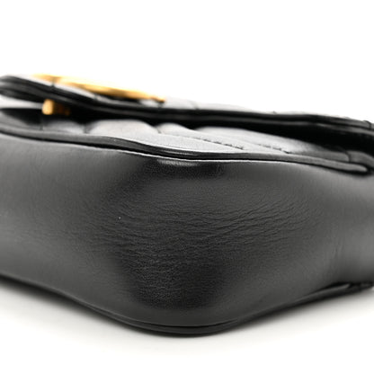 Gucci Calfskin Matelasse Super Mini GG Marmont Shoulder Bag Black 10 of 11
