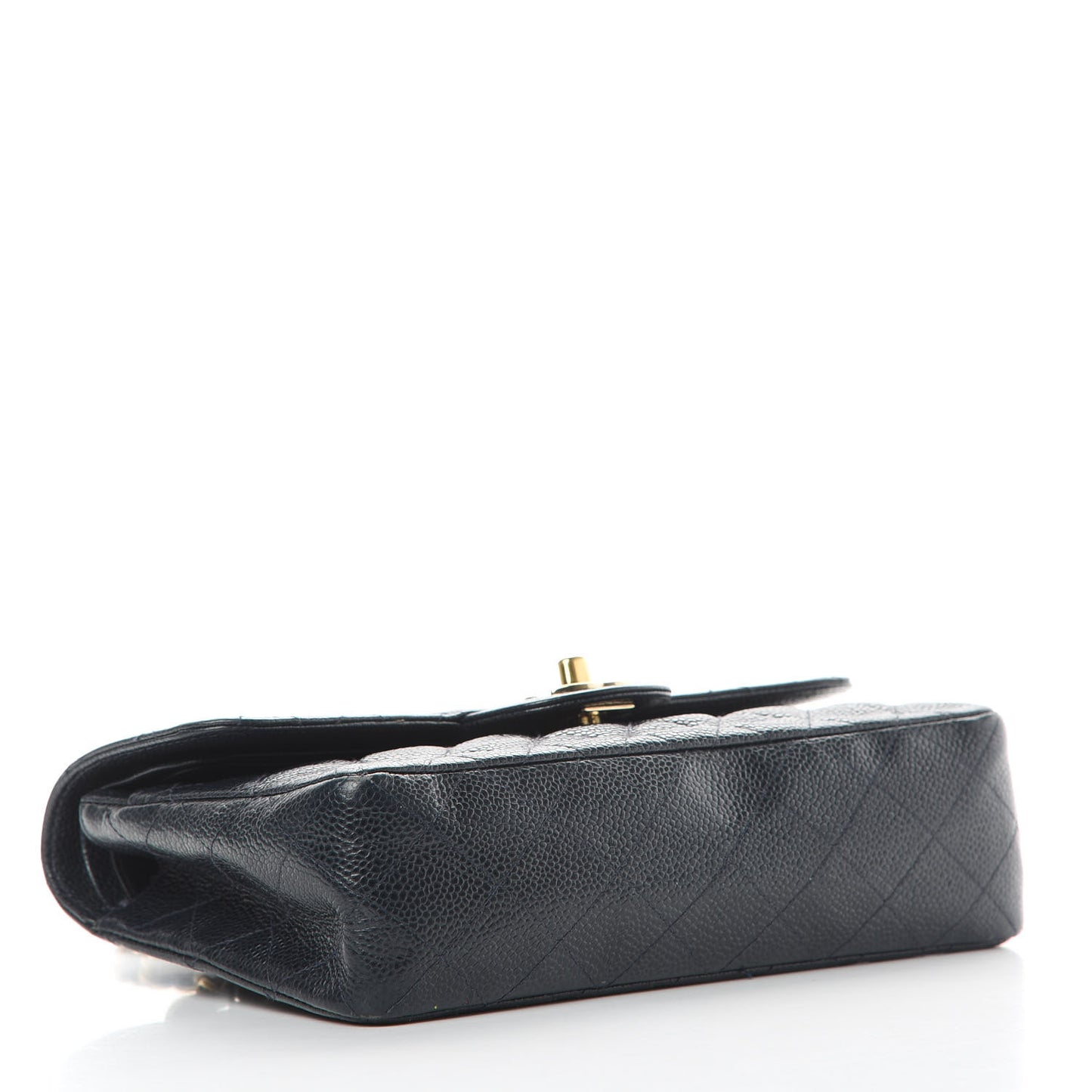 Caviar Quilted Small Double Flap Navy