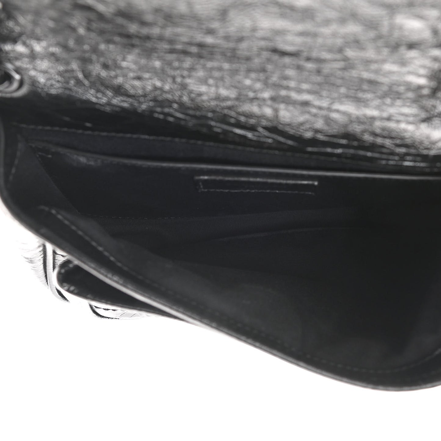 Crinkled Calfskin Matelasse Monogram Baby Niki Chain Satchel Black