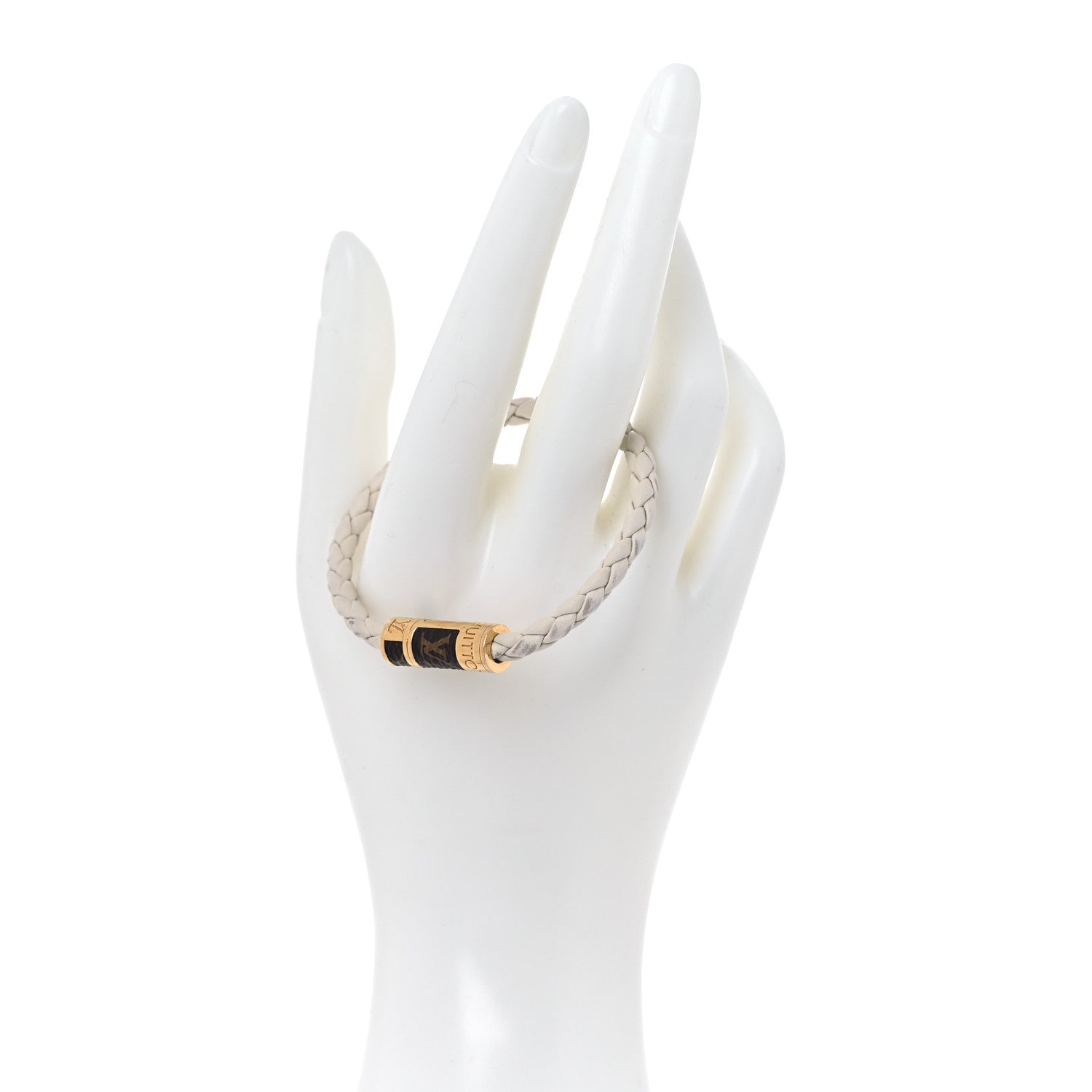 Louis Vuitton Calfskin Monogram Braided Bracelet White 2 of 6