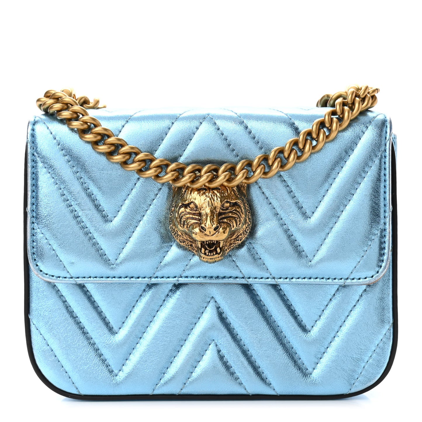 Metallic Nappa Matelasse Broadway Shoulder Bag Cielo