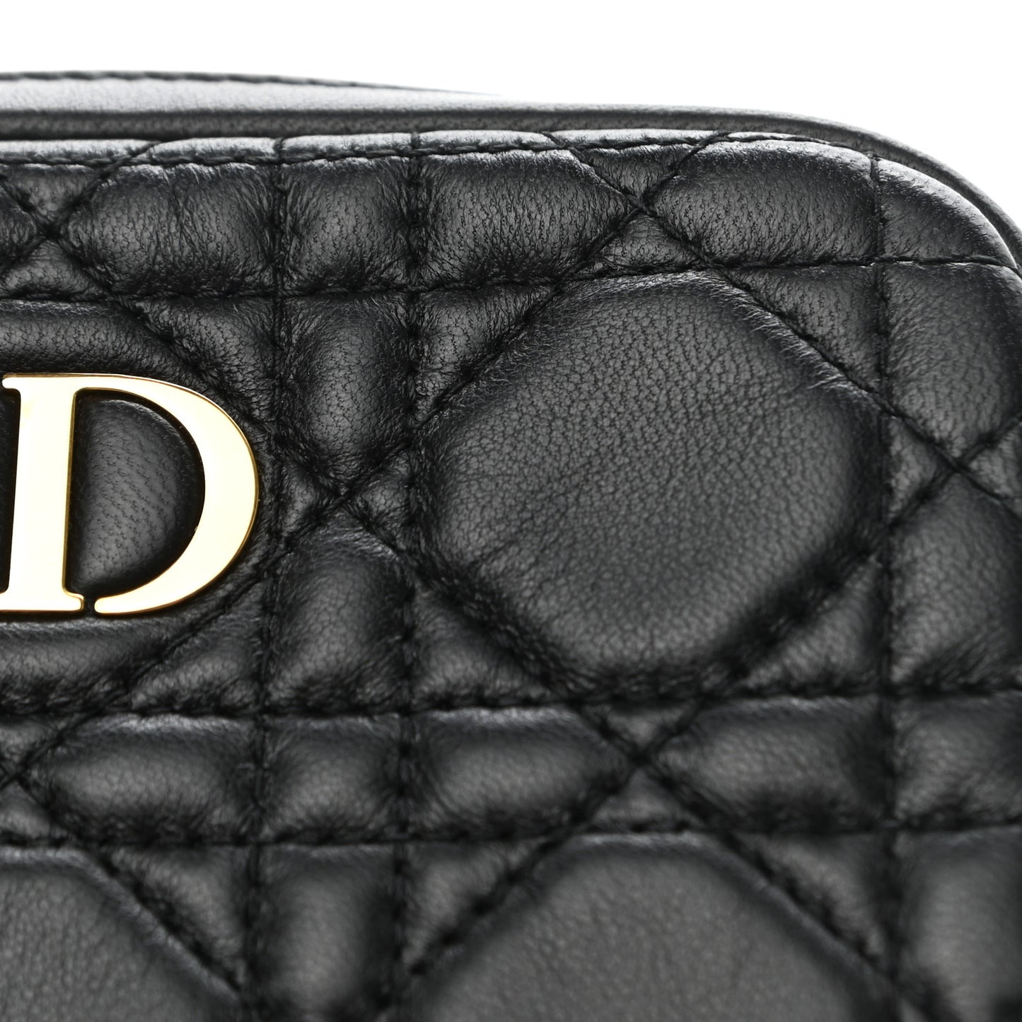 Lambskin Cannage Small Caro Zipped Pouch Black