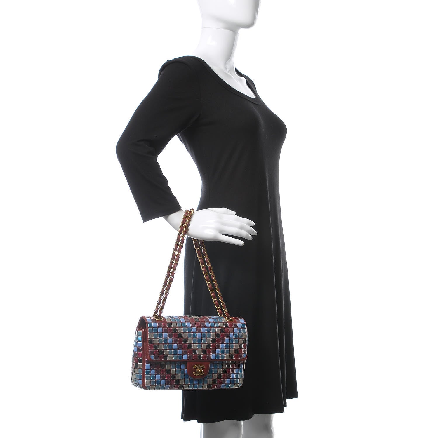 Chanel Lambskin Mosaic Medium Flap Red Multicolor 3 of 14