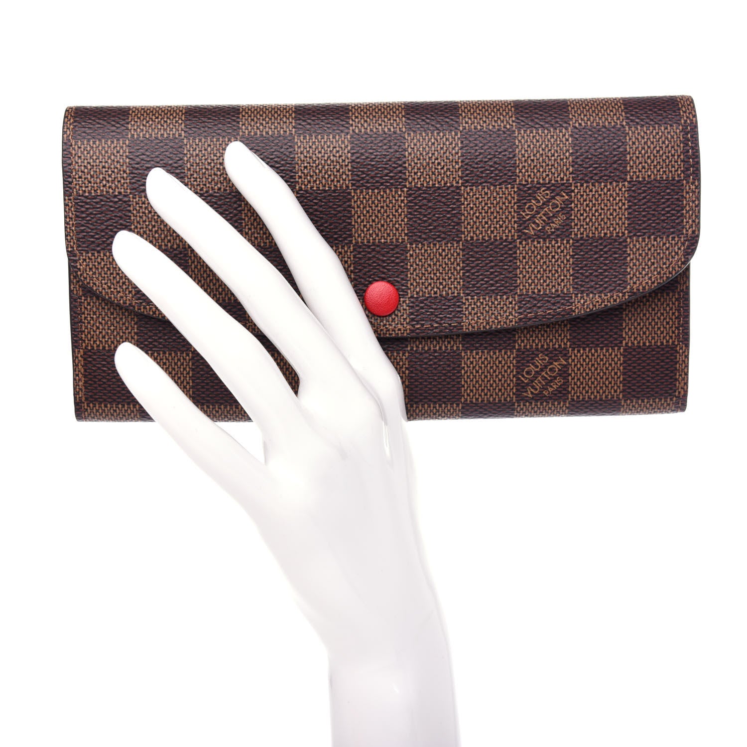 Louis Vuitton Damier Ebene Emilie Wallet Red 2 of 8