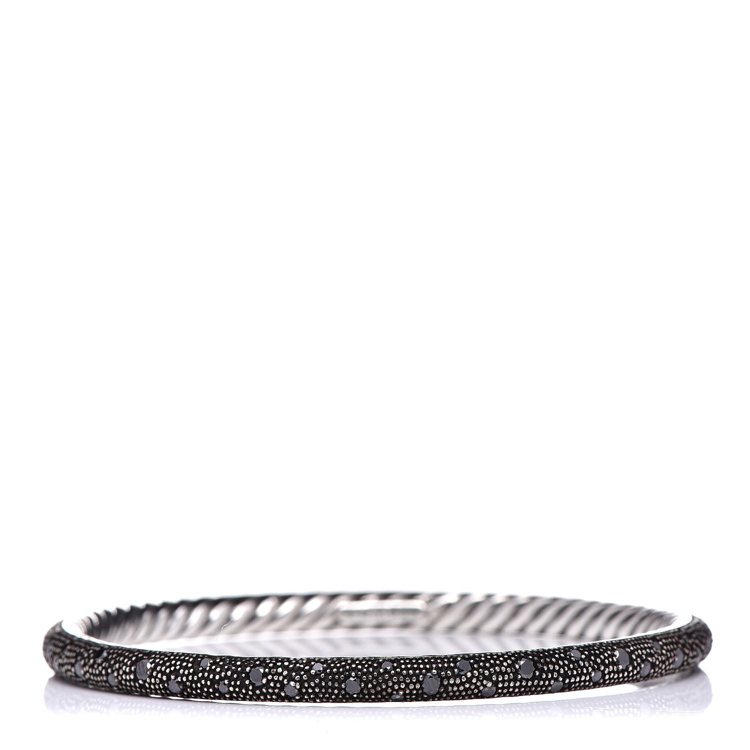 David Yurman Sterling Silver Black Diamond 4mm Midnight Melange Bangle Bracelet 1 of 4