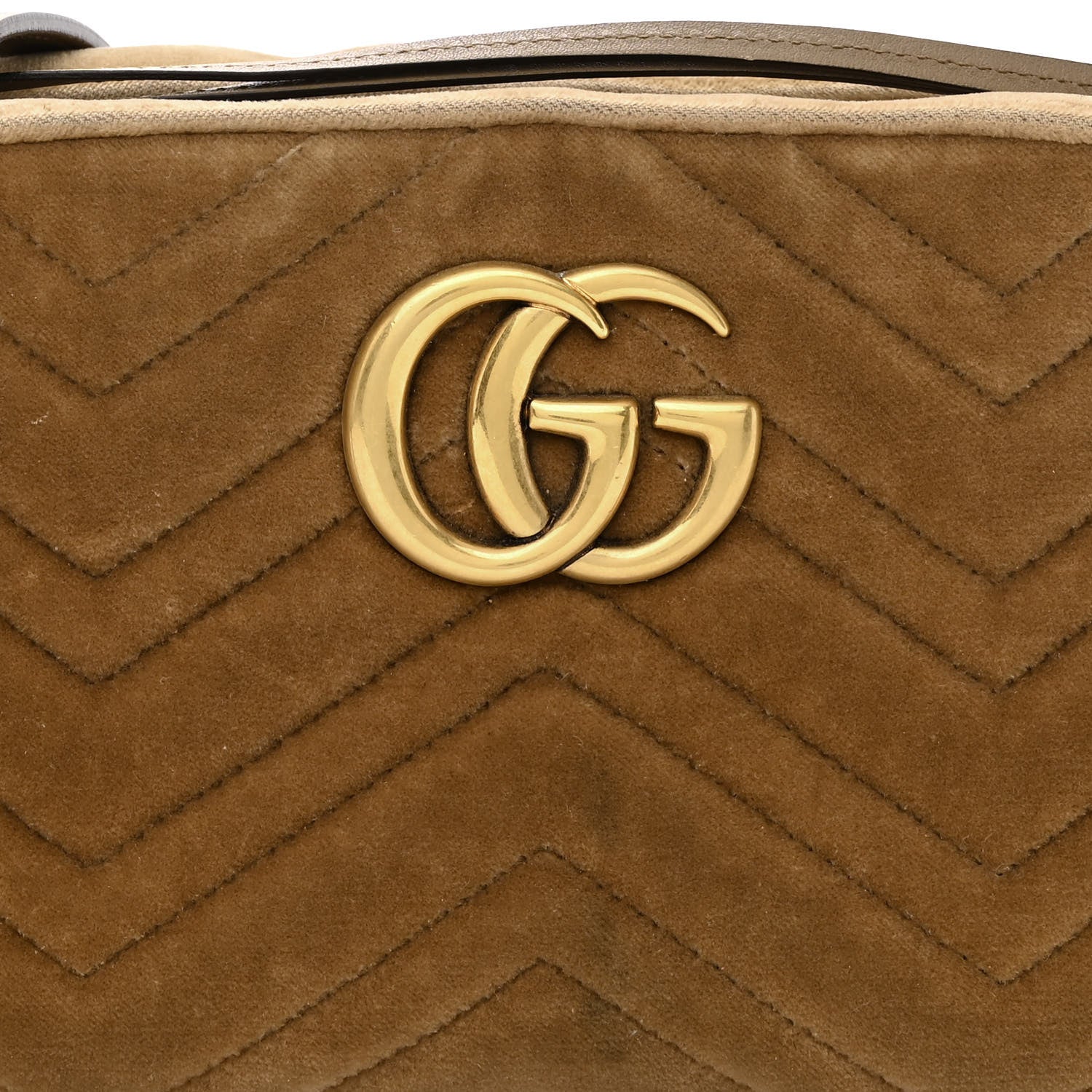 Gucci Velvet Matelasse Small GG Marmont Chain Shoulder Bag Taupe 8 of 14